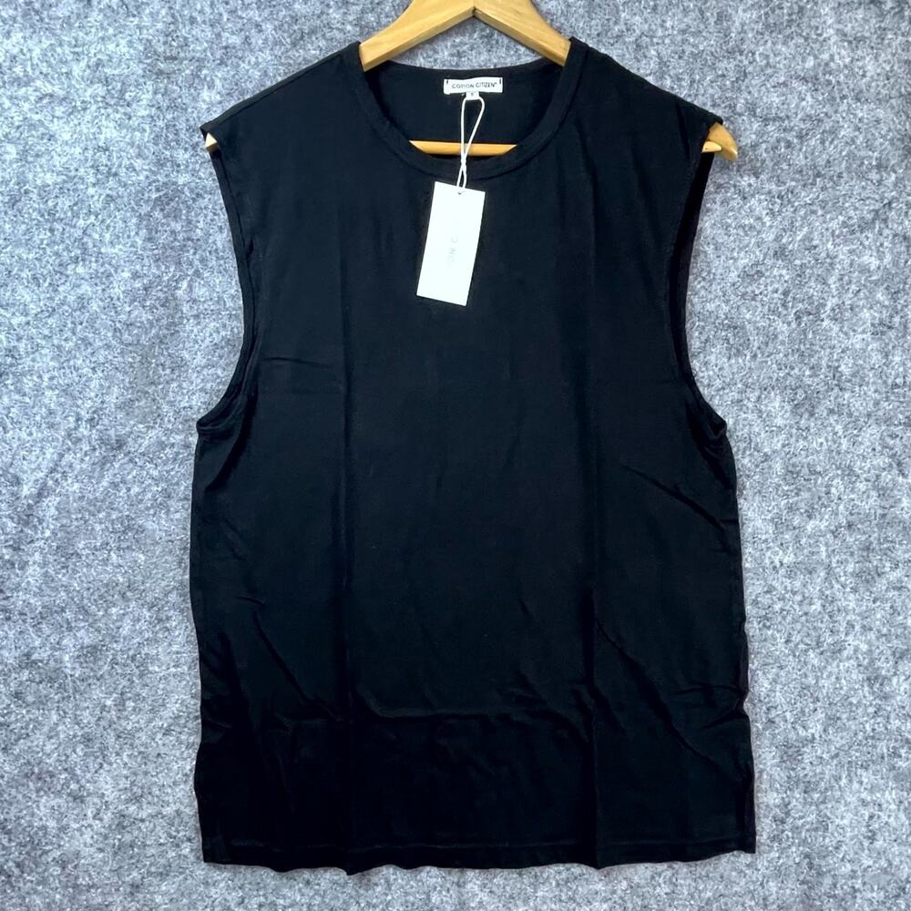 Cotton Citizen Classic Muscle Tank Men Small Jet Black‎ Cotton Basic Crew Neck